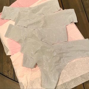 VS Seamless Glittery Shiny Silver Thong Panties